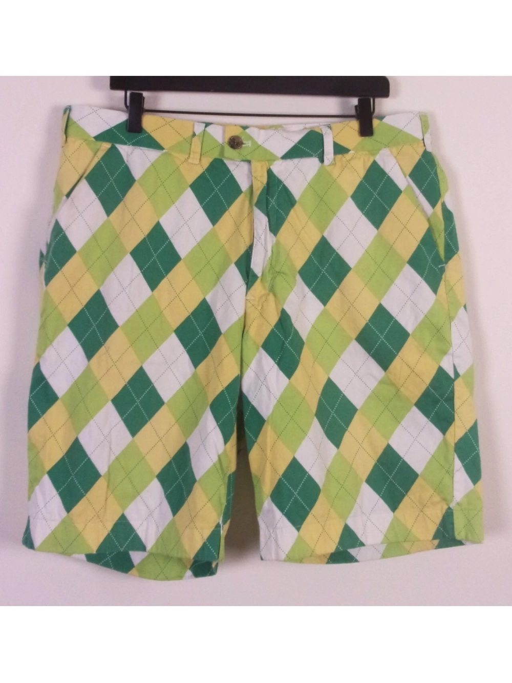 Loudmouth Green, Yellow & White Argyle Golf Shorts